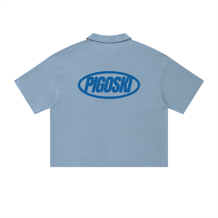Unisex Vintage Wash Waffle Boxy Polo Shirt