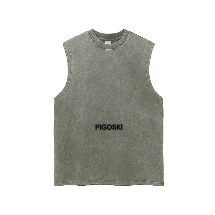 Snow Washed Frayed Hem Tank Top