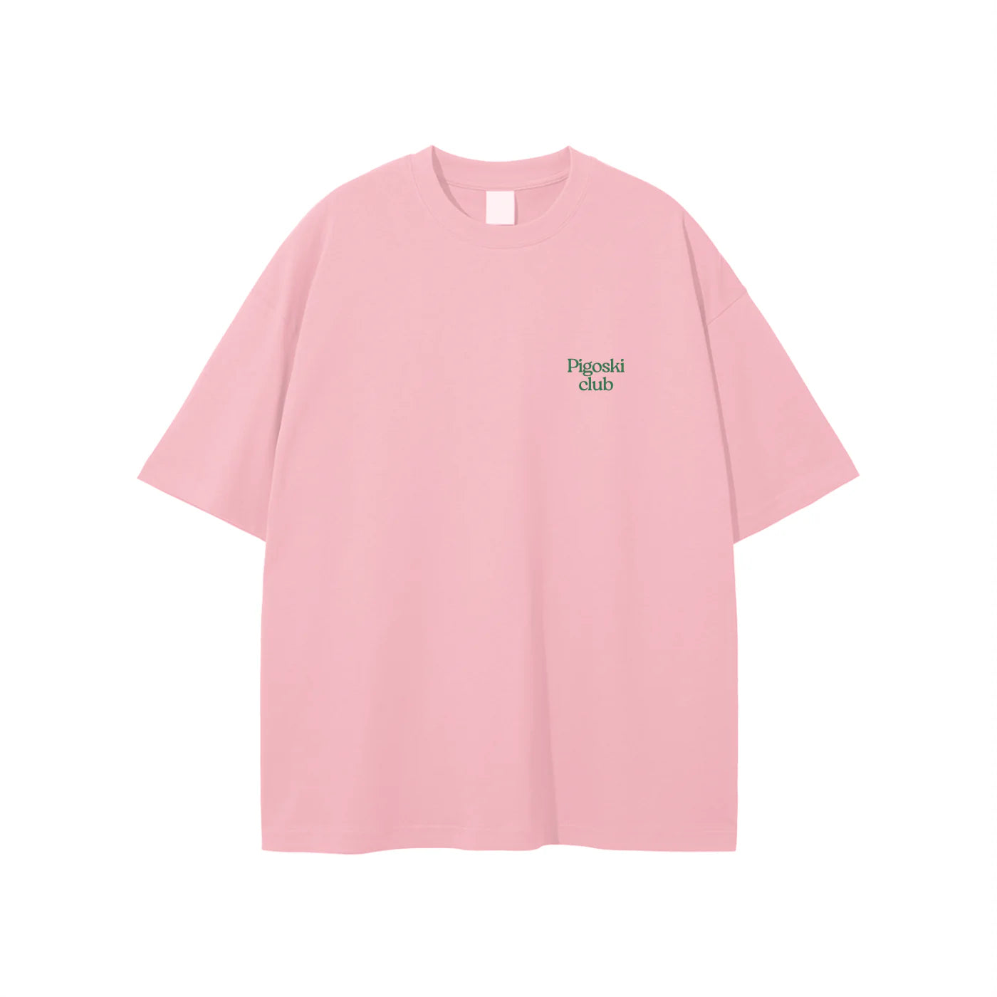 Pink t-shirt with text on a white background