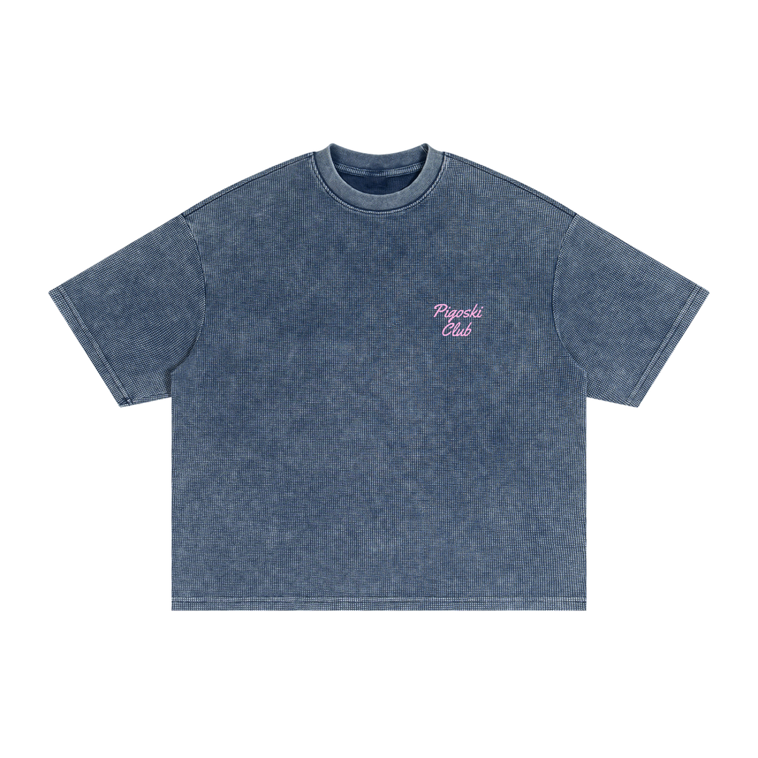 PIGOSKI Club Bikini Waffle Tee in haze blue — waterski tee