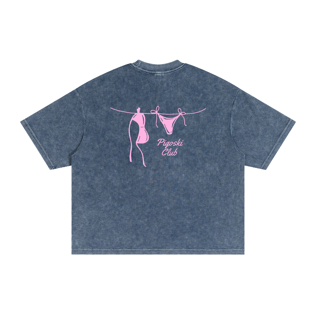 PIGOSKI Club Bikini Waffle Tee — Haze Blue