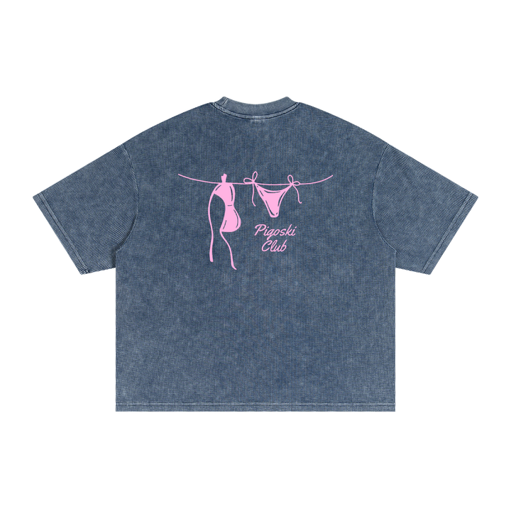PIGOSKI Club Bikini Waffle Tee — Haze Blue
