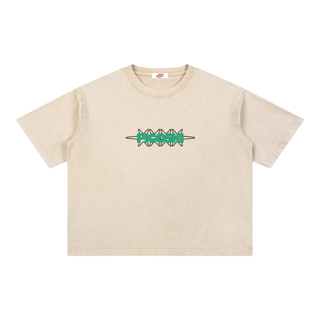 PIGOSKI Dryland Oval Boxy Tee — Mineral Wash (Brights)