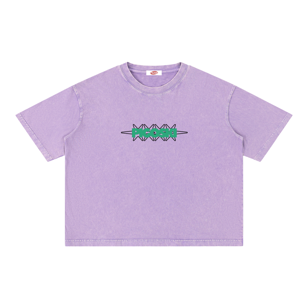 PIGOSKI Dryland Oval Boxy Tee — Mineral Wash (Brights)