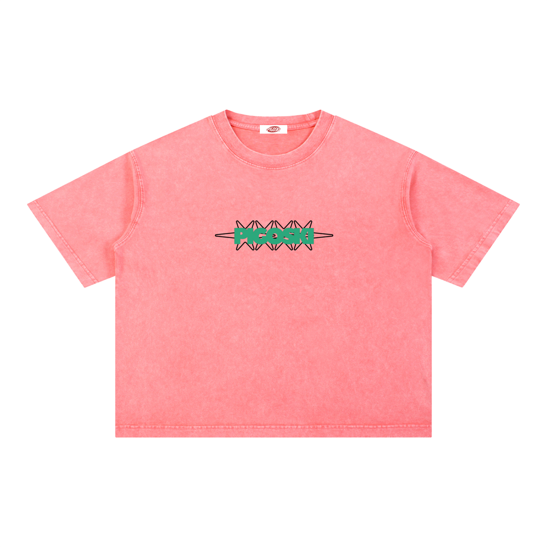 PIGOSKI Dryland Oval Boxy Tee — Mineral Wash (Brights)