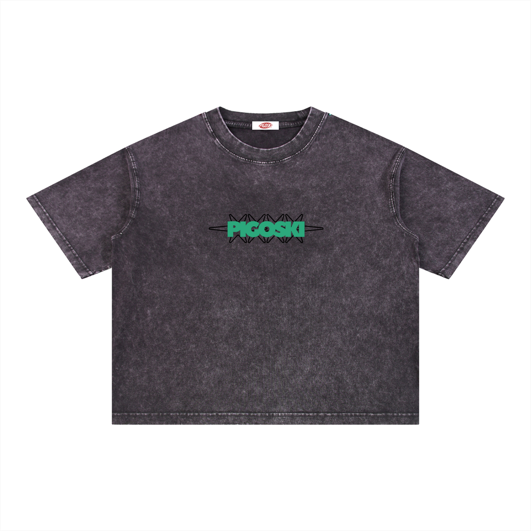 PIGOSKI Dryland Oval Boxy Tee — Mineral Wash (Brights)