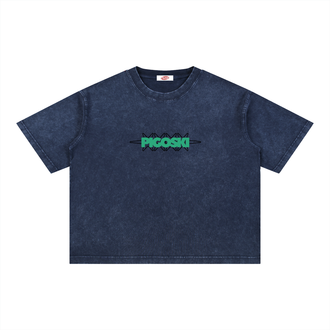 PIGOSKI Dryland Oval Boxy Tee — Mineral Wash (Brights)