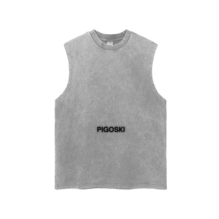 PIGOSKI Graffiti Dryland Frayed Tank — Snow Wash