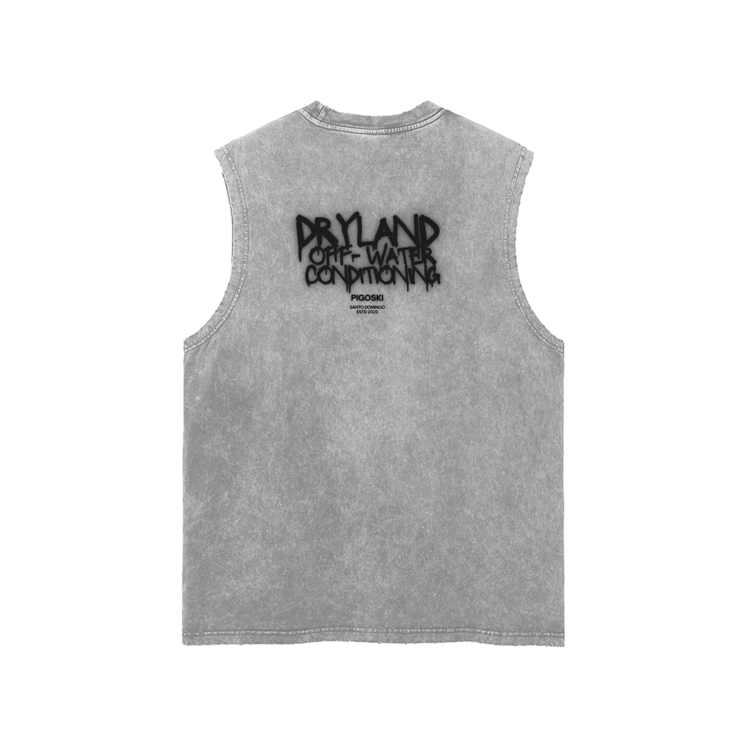 PIGOSKI Graffiti Dryland Frayed Tank — Snow Wash