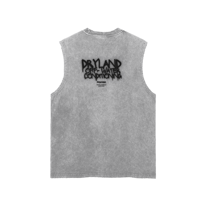 PIGOSKI Graffiti Dryland Frayed Tank — Snow Wash