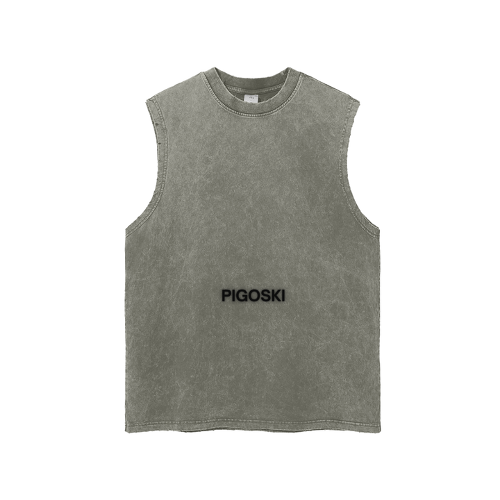 PIGOSKI Graffiti Dryland Frayed Tank — Snow Wash