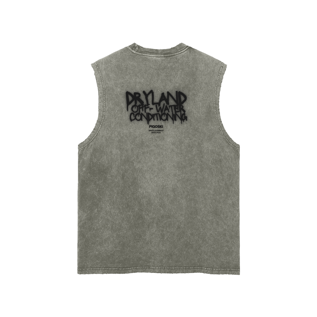 PIGOSKI Graffiti Dryland Frayed Tank — Snow Wash