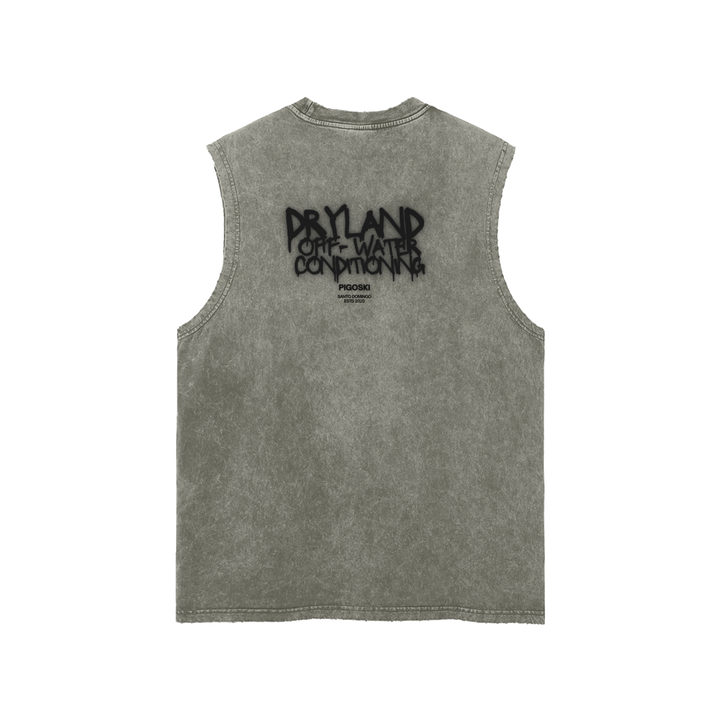 PIGOSKI Graffiti Dryland Frayed Tank — Snow Wash