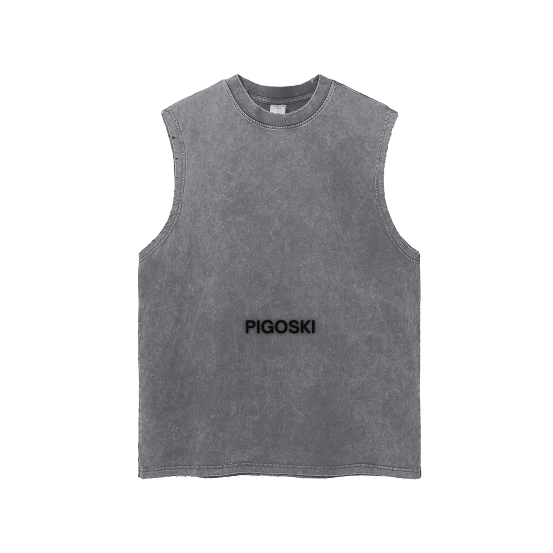 PIGOSKI Graffiti Dryland Frayed Tank — Snow Wash