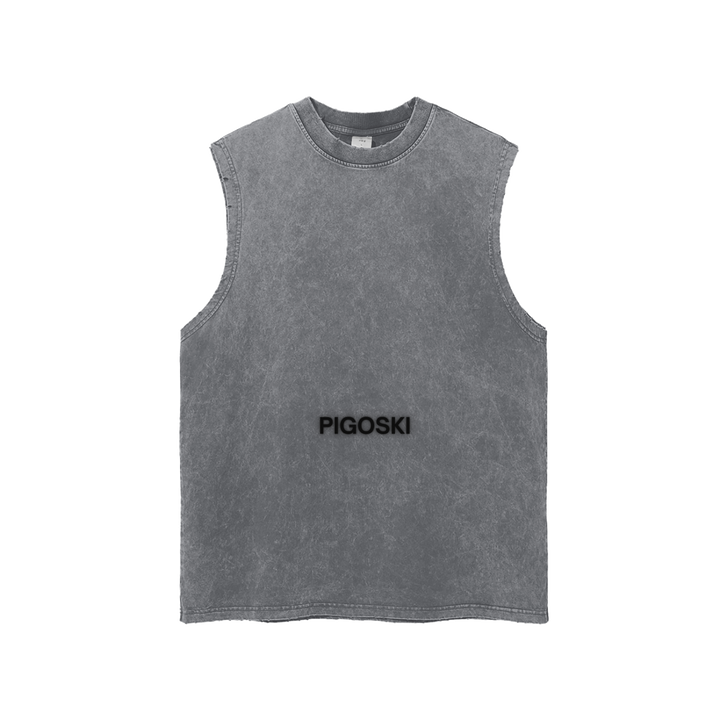 PIGOSKI Graffiti Dryland Frayed Tank — Snow Wash