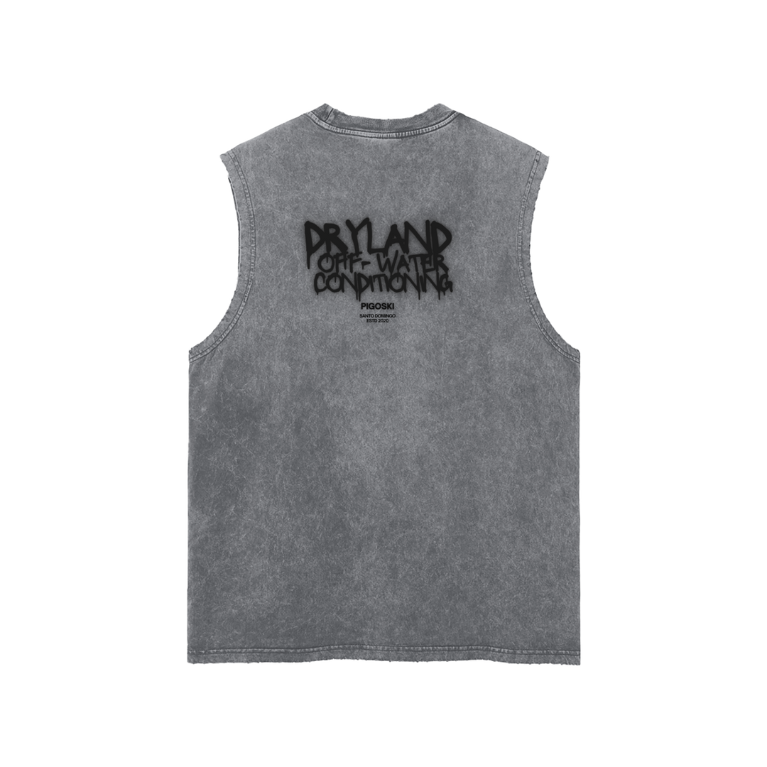 PIGOSKI Graffiti Dryland Frayed Tank — Snow Wash