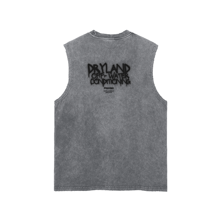 PIGOSKI Graffiti Dryland Frayed Tank — Snow Wash