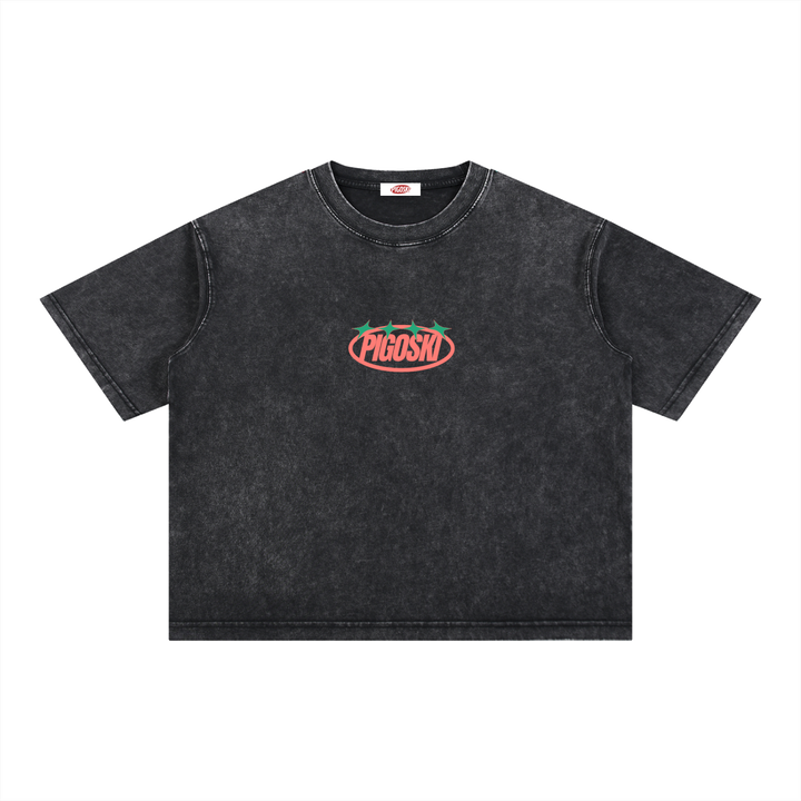 PIGOSKI Oval Boxy Tee — Mineral Wash
