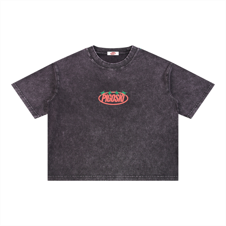 PIGOSKI Oval Boxy Tee — Mineral Wash