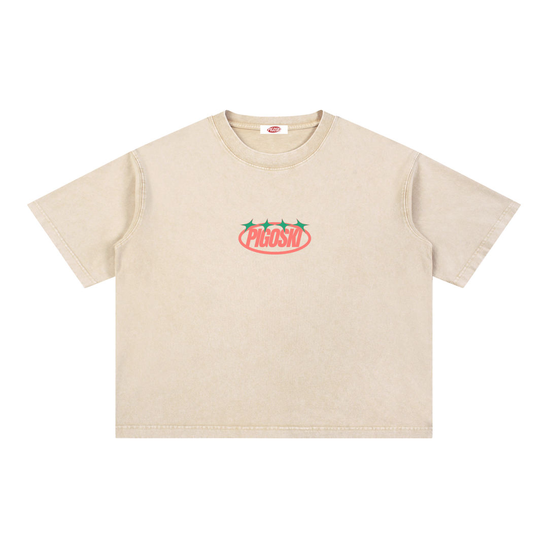 PIGOSKI Oval Boxy Tee — Mineral Wash