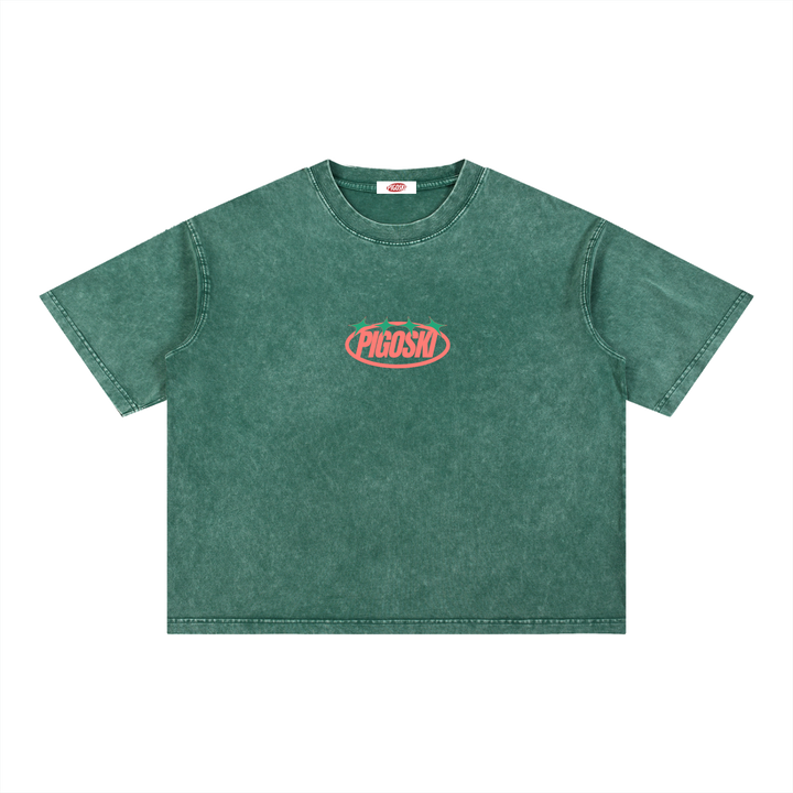 PIGOSKI Oval Boxy Tee — Mineral Wash