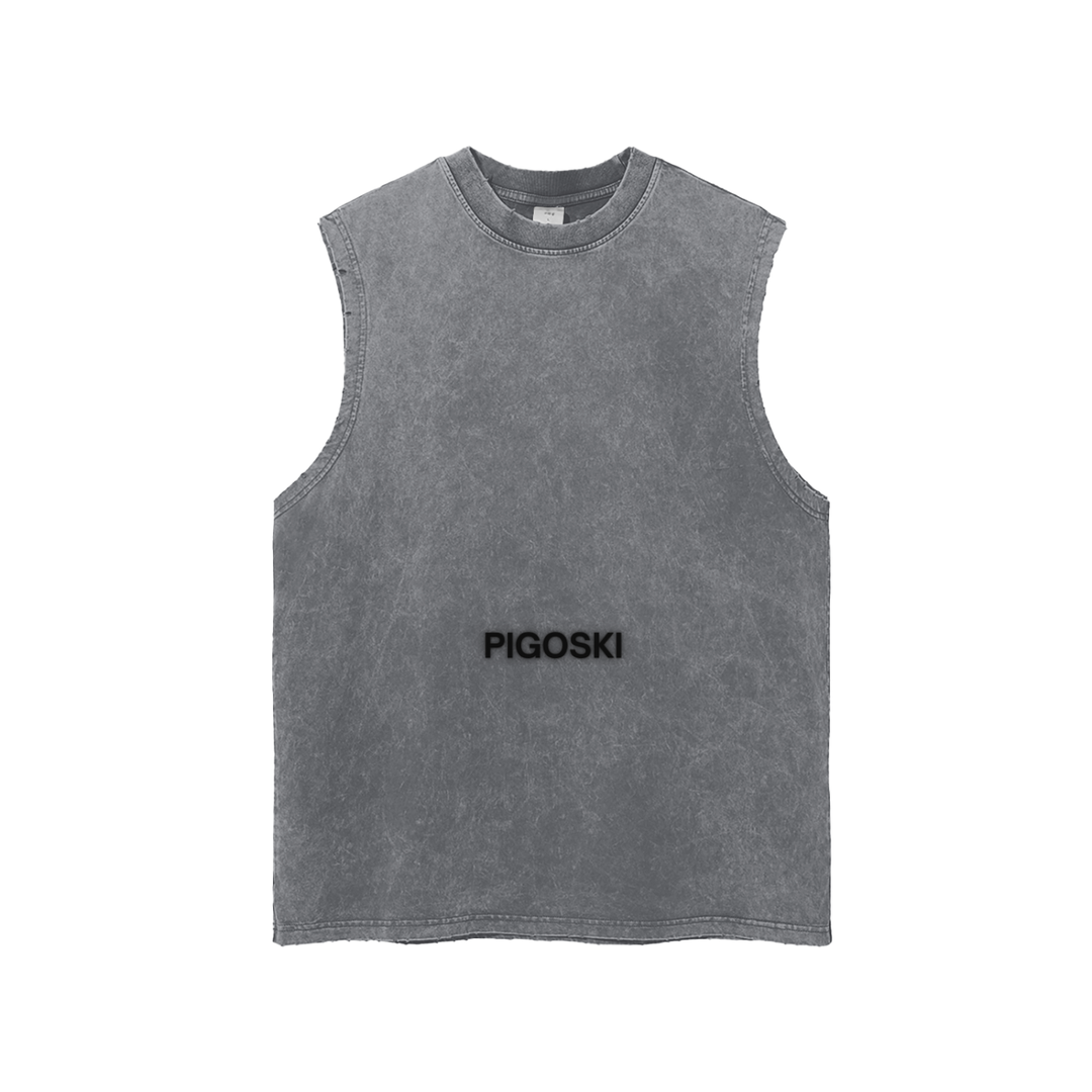 Snow Washed Frayed Hem Tank Top