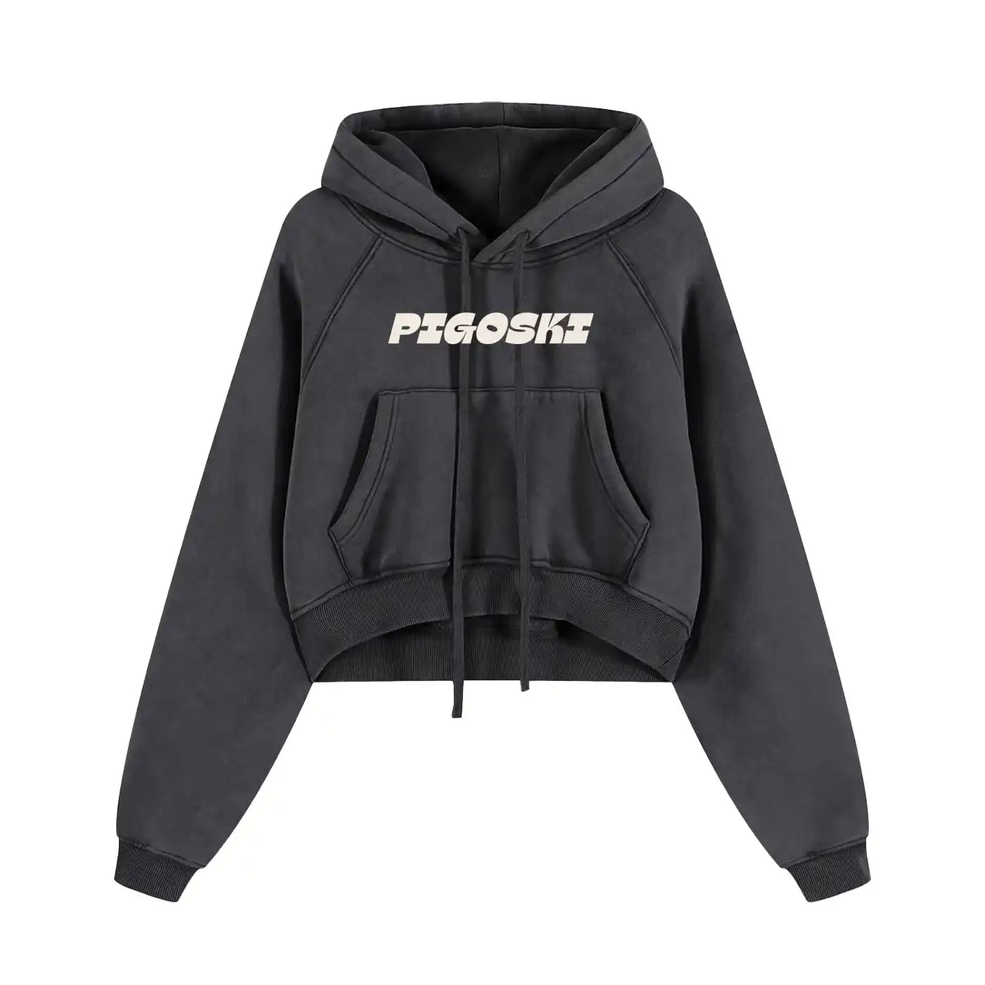 Black hoodie with 'PIGOSKE' logo on a white background