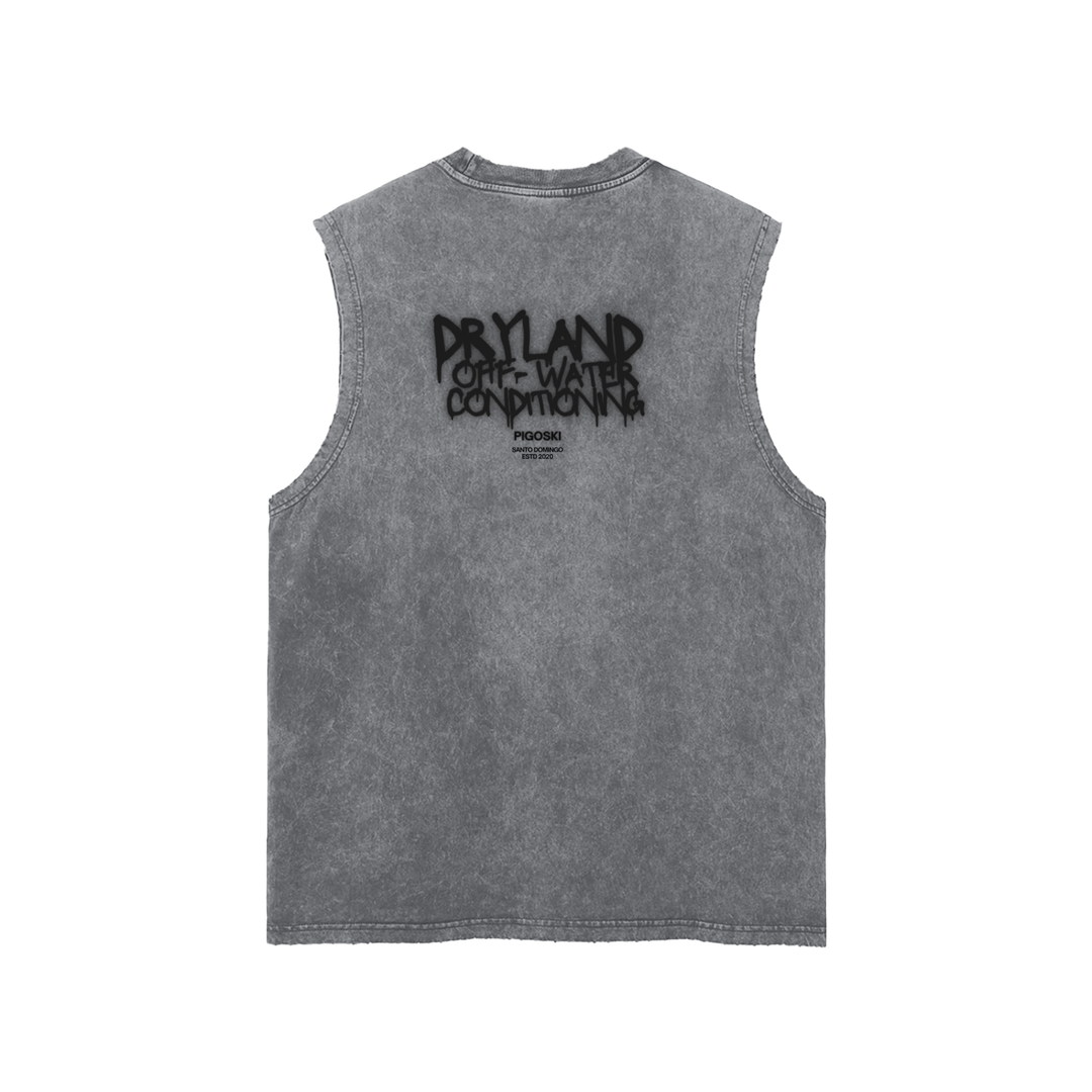 Snow Washed Frayed Hem Tank Top