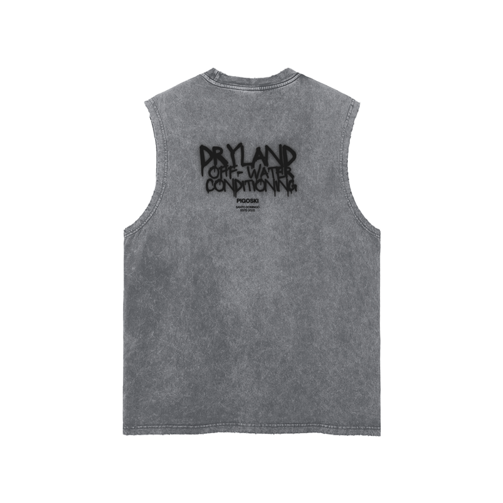 Snow Washed Frayed Hem Tank Top