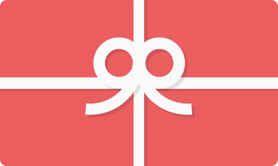 Red gift card with a white bow design