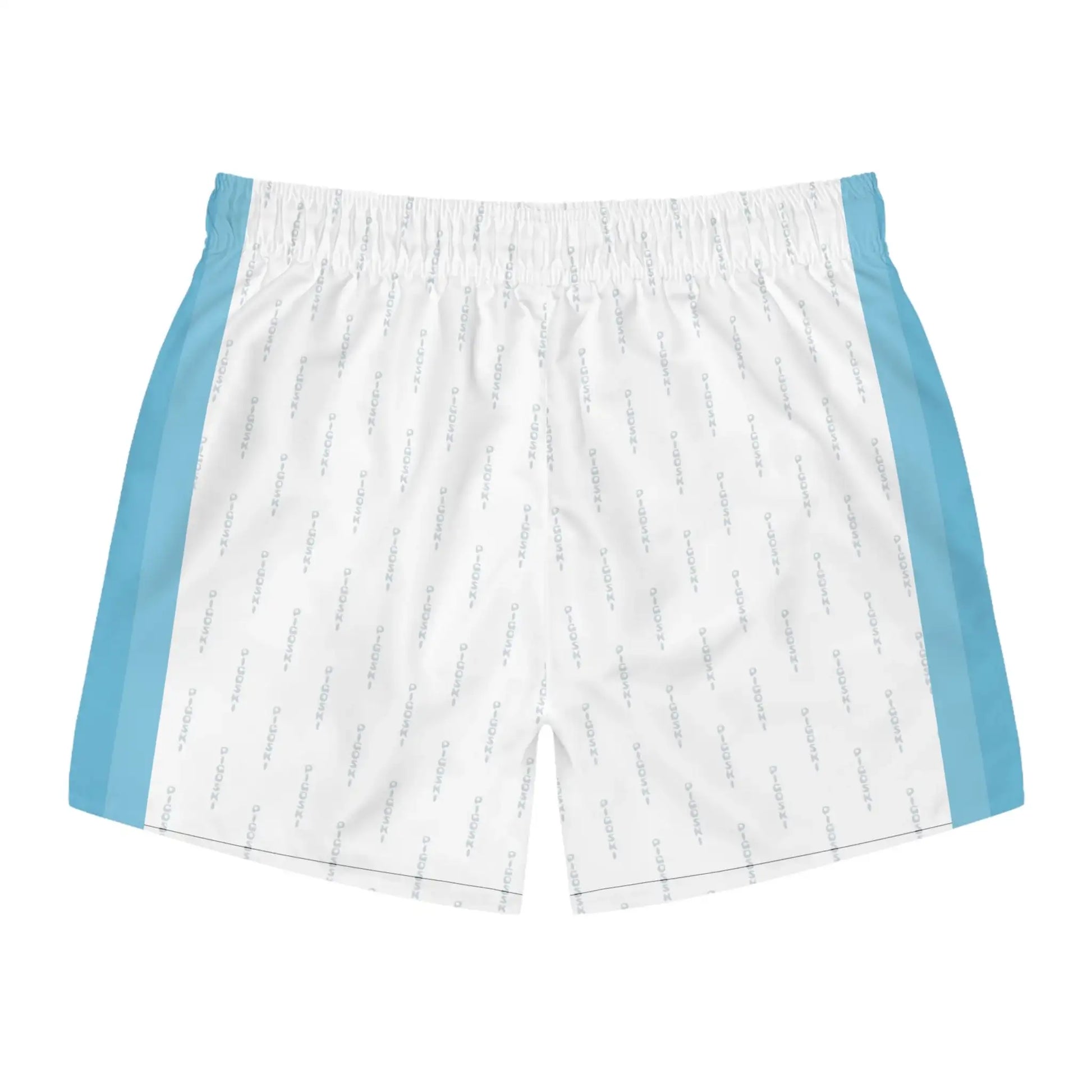White shorts with blue accents on a white background