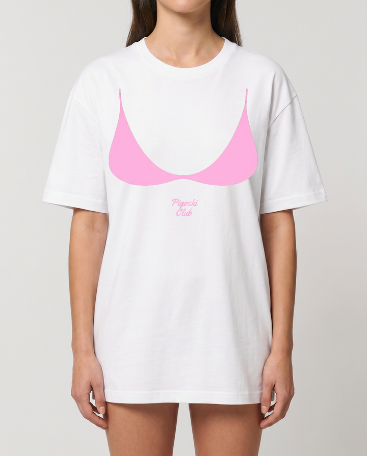 PIGOSKI Club Bikini Tee on model — studio fit shot