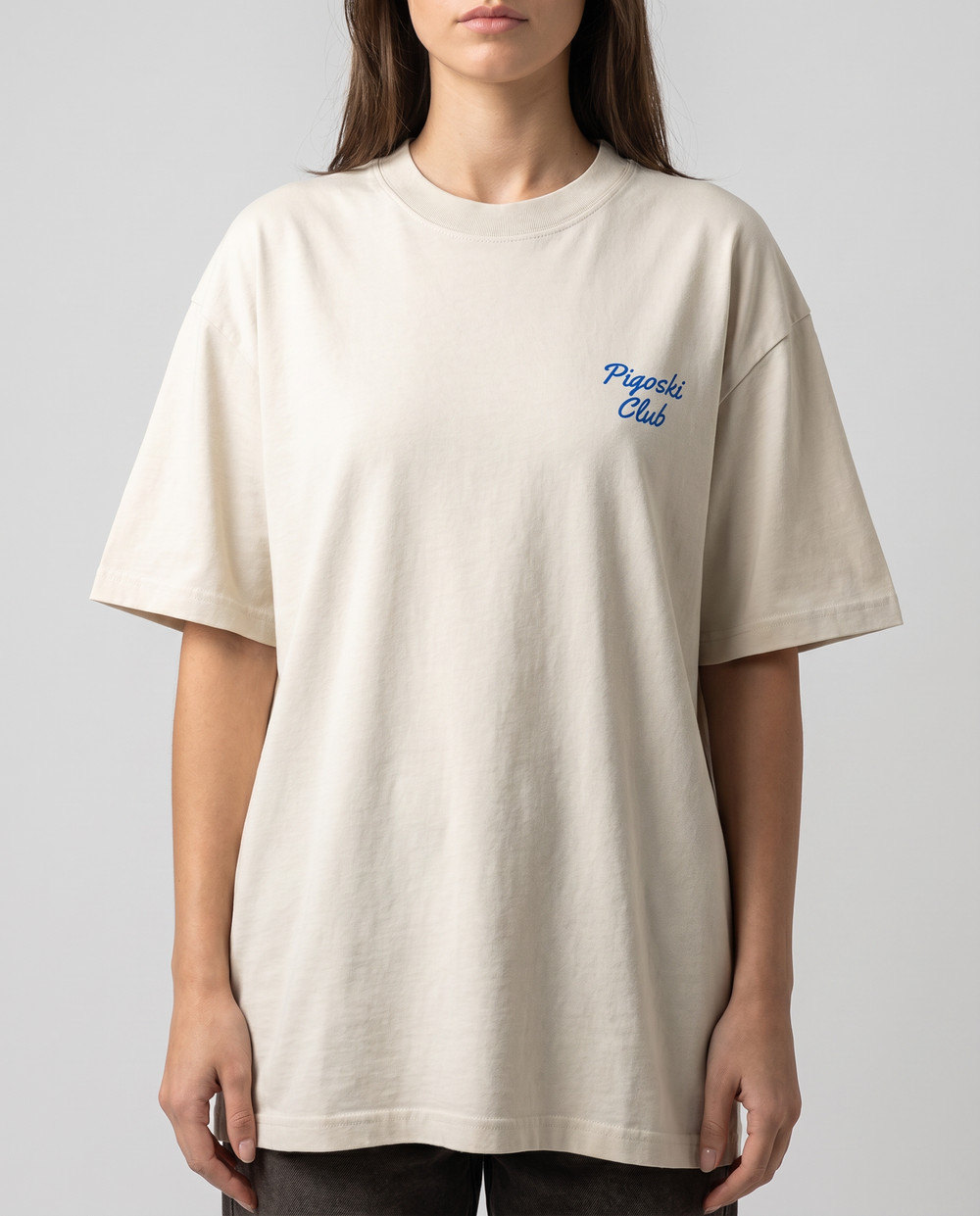 PIGOSKI Club Tee — Vintage Wash (Pastel) on model — studio fit shot