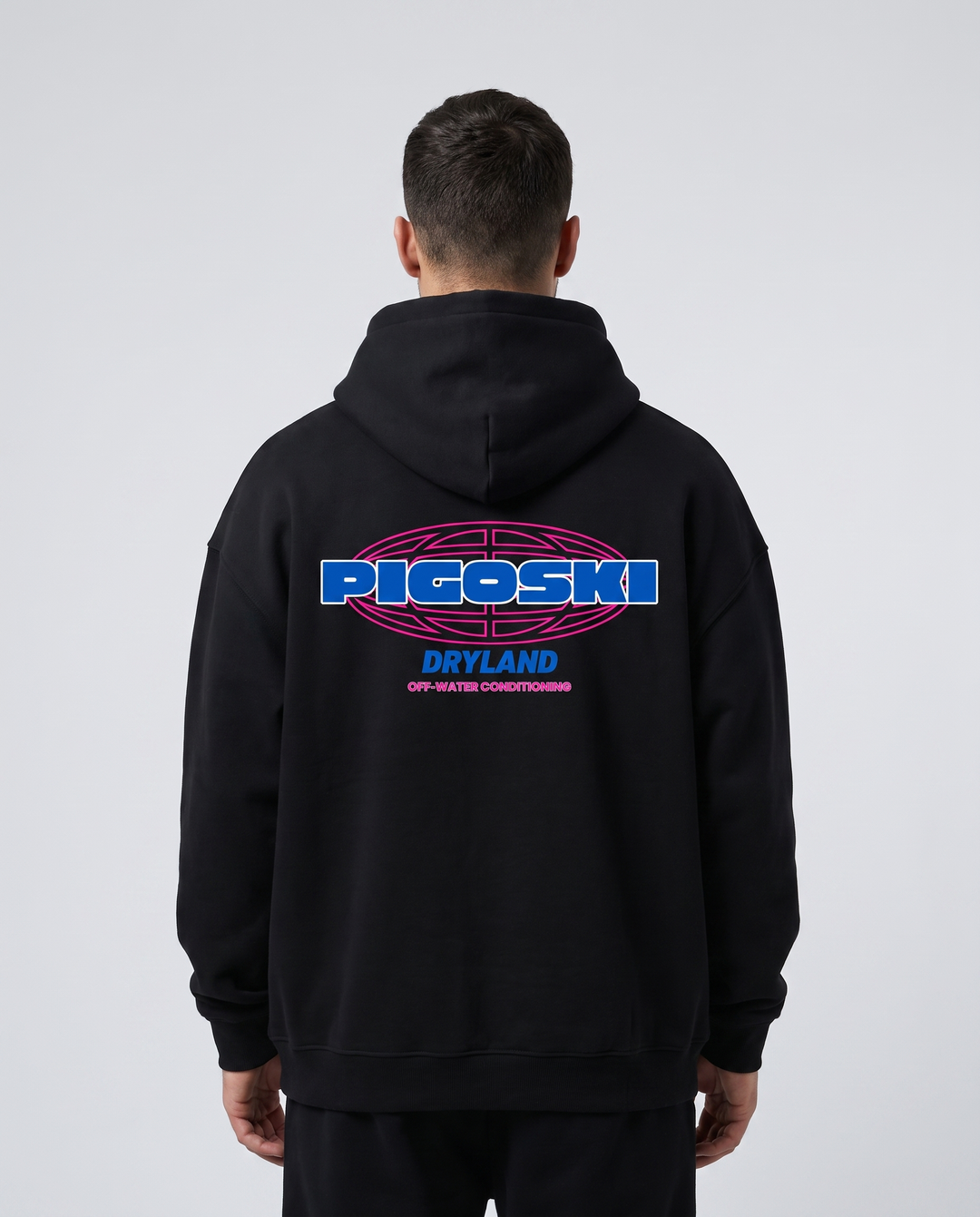 PIGOSKI Dryland Vice Fleece Hoodie — Oversized on model — studio fit shot