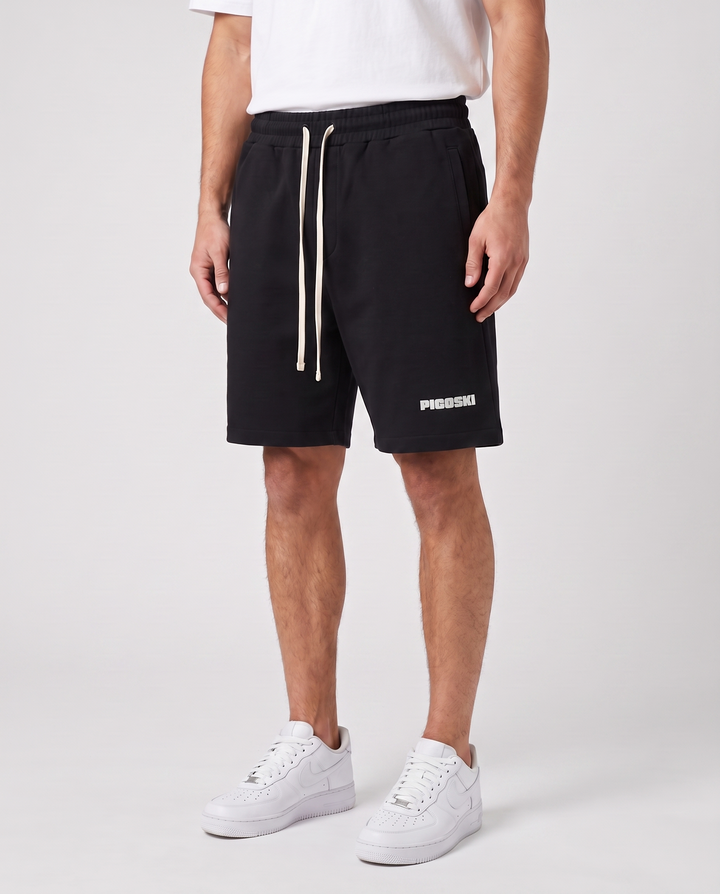 PIGOSKI Essential Cotton Shorts on model — studio fit shot