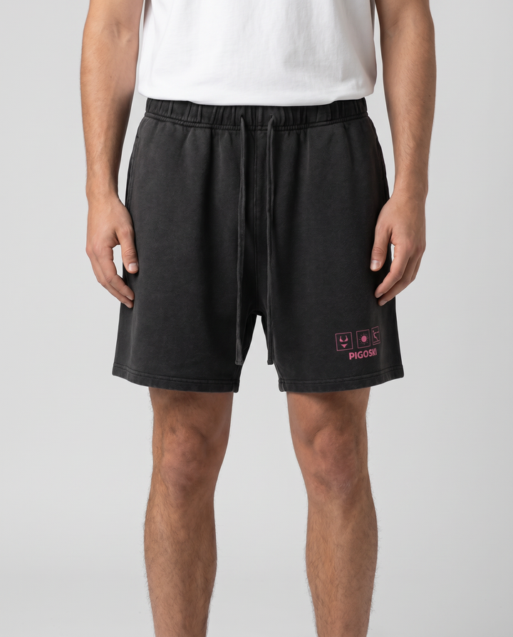 PIGOSKI Vice Off-Water Shorts — Vintage Wash on model — studio fit shot