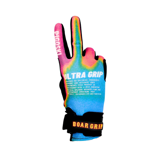 ULTRA GRIP waterski glove with colorful design — PIGOSKI synthetic slalom glove with Spider Web Grip stitching