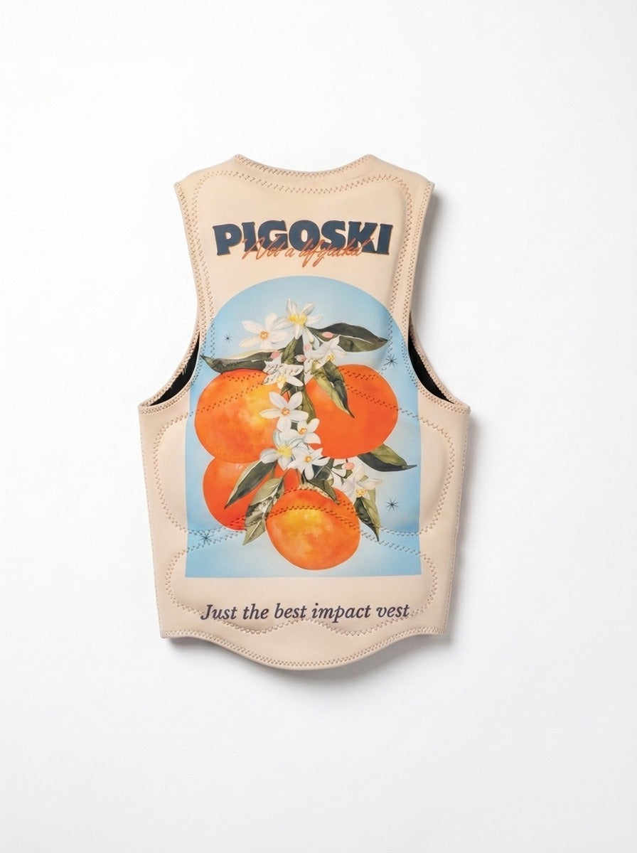 PIGOSKI Tailored Impact Vest — Honeybells, back (citrus)