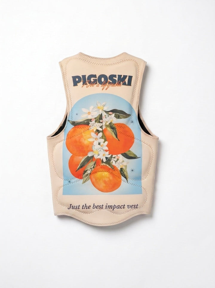PIGOSKI Tailored Impact Vest — Honeybells, back (citrus)