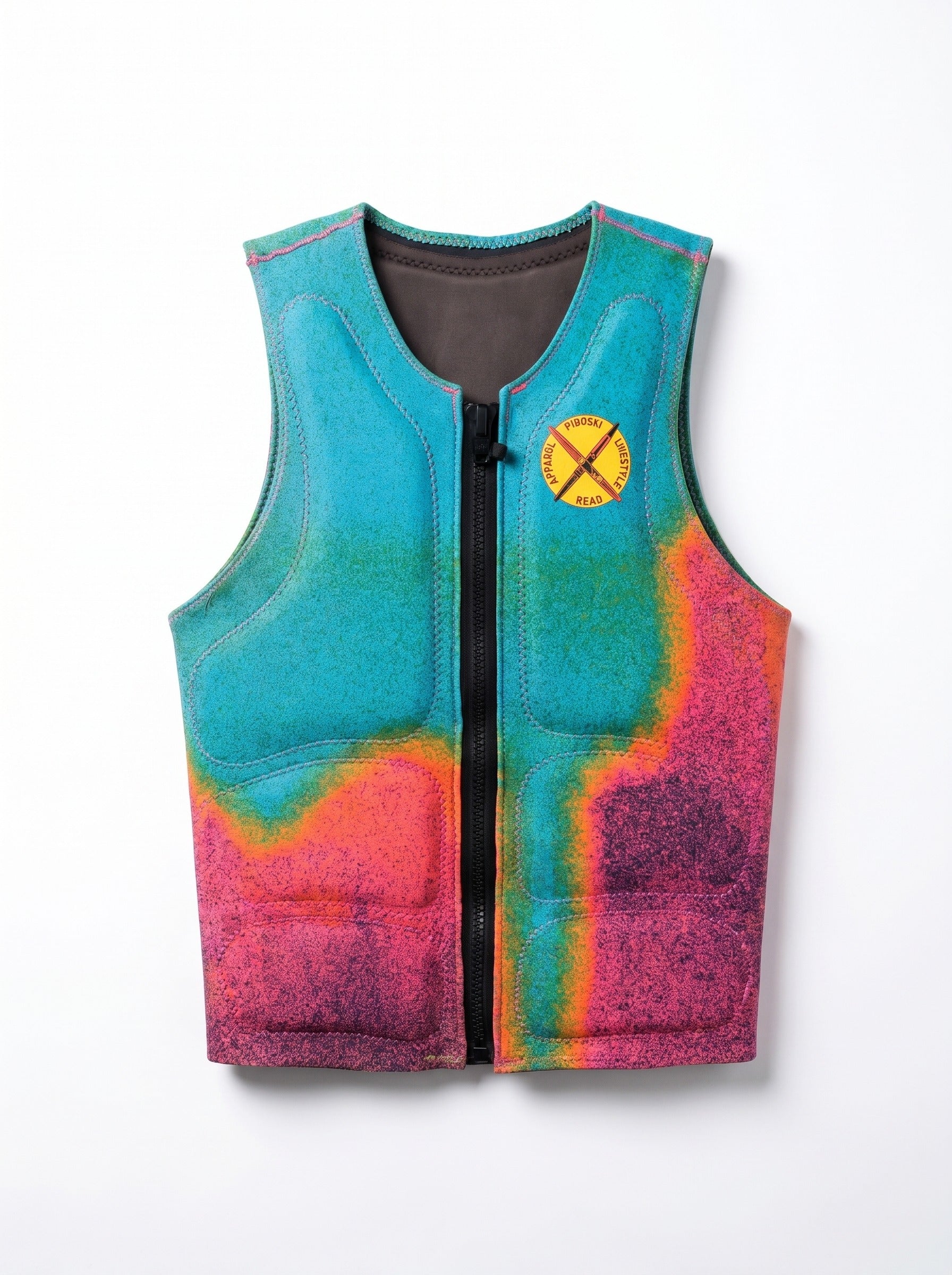 PIGOSKI Tailored Impact Vest — Riviera front, studio HD (gradient, round crest)