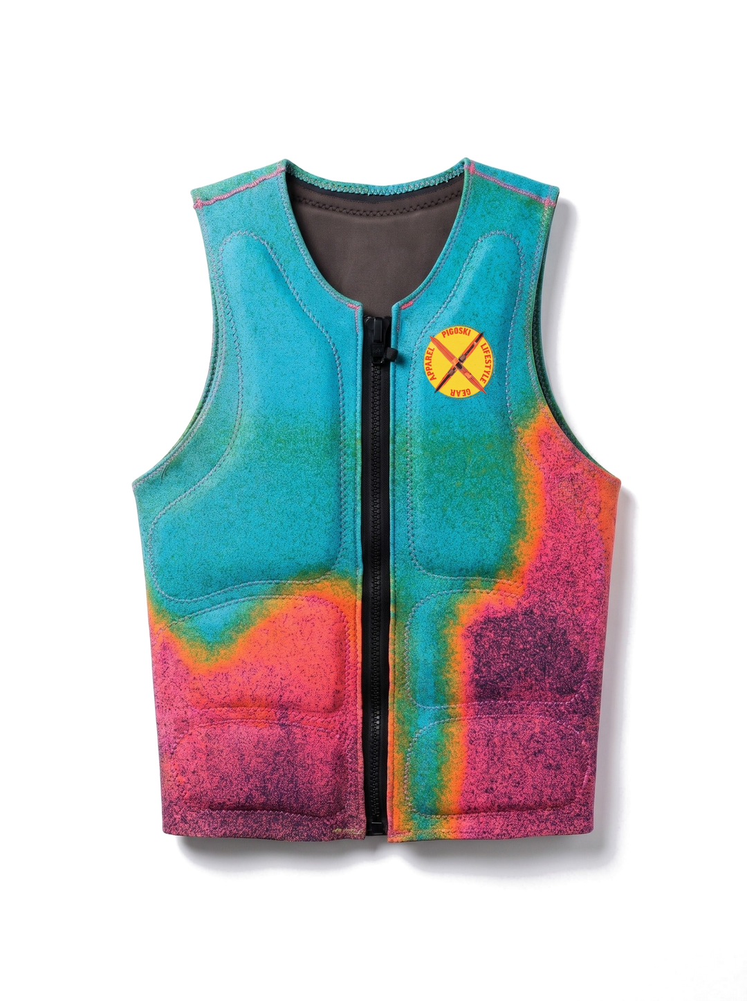 PIGOSKI Tailored Impact Vest, Riviera colorway, front, on transparent background