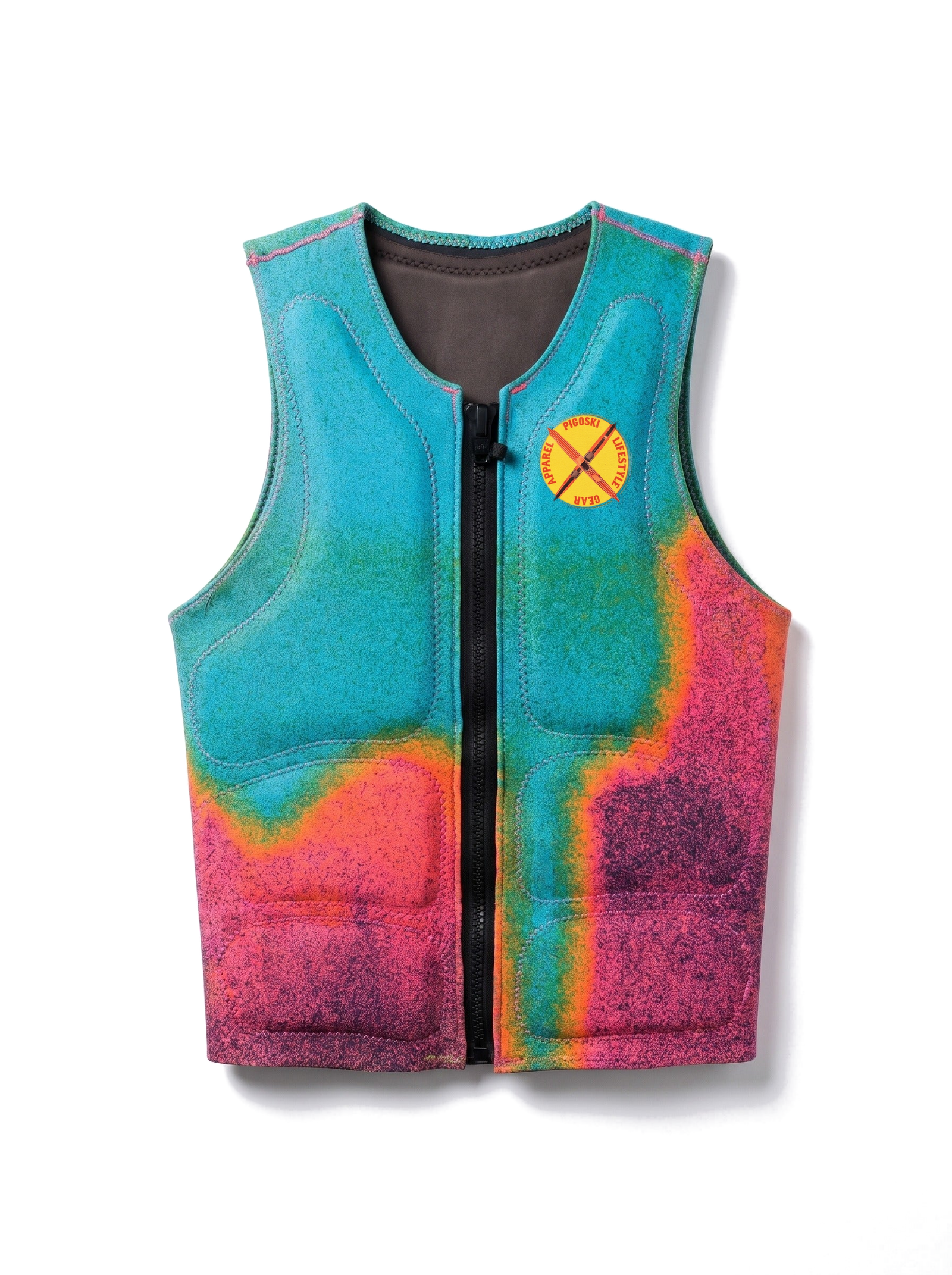 PIGOSKI Tailored Impact Vest, Riviera colorway, front, on transparent background